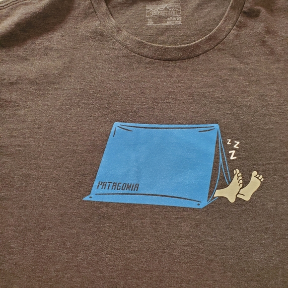 Patagonia Gray T-Shirt with Blue Tent Graphic - Picture 4 of 6